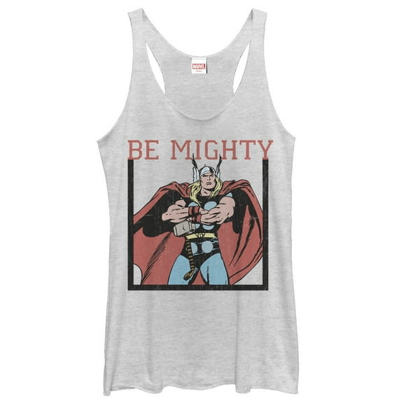 Women's Marvel Classic Thor Be Mighty Racerback Tank Top White Heather Small