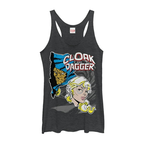 Women's Marvel Cloak and Dagger Partner Portrait  Racerback Tank Top Black Heather Large