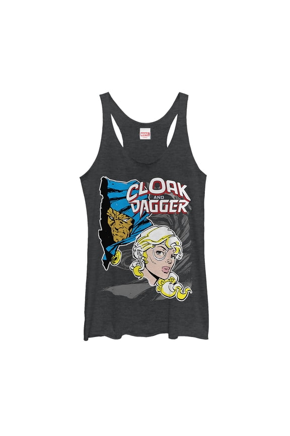 Women's Marvel Cloak and Dagger Partner Portrait Racerback Tank Top Black Heather Small