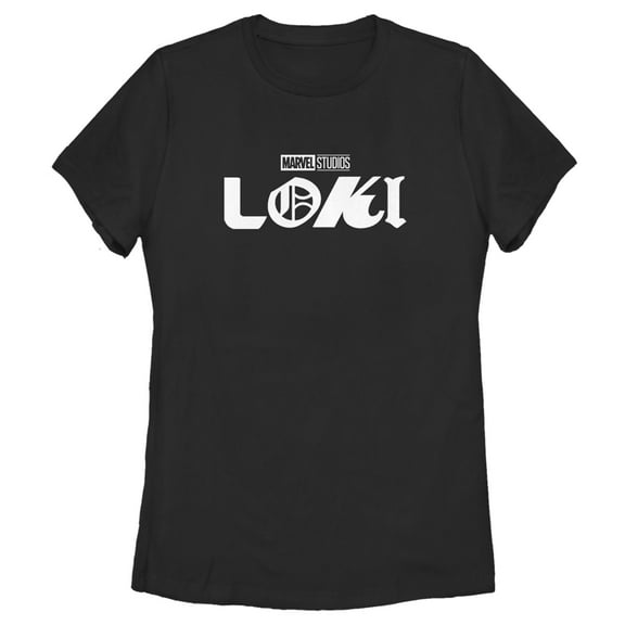 Women's Marvel Color Block Loki Logo  Graphic Tee Black Small