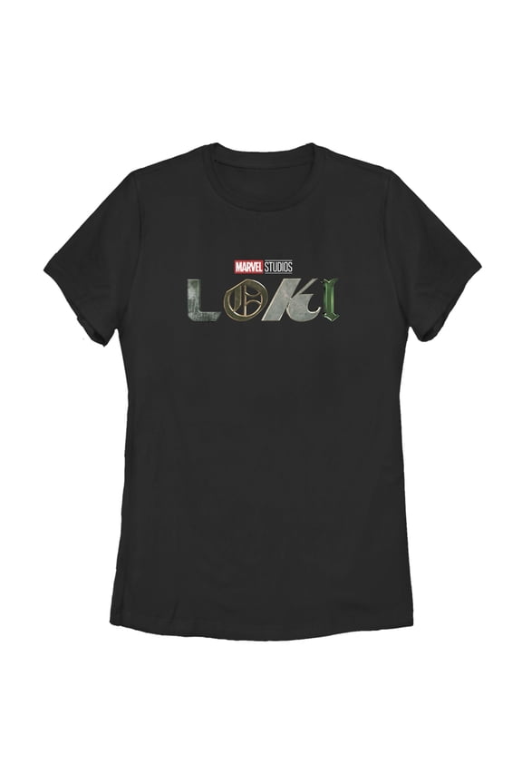 Women's Marvel Color Loki Logo  Graphic Tee Black Small