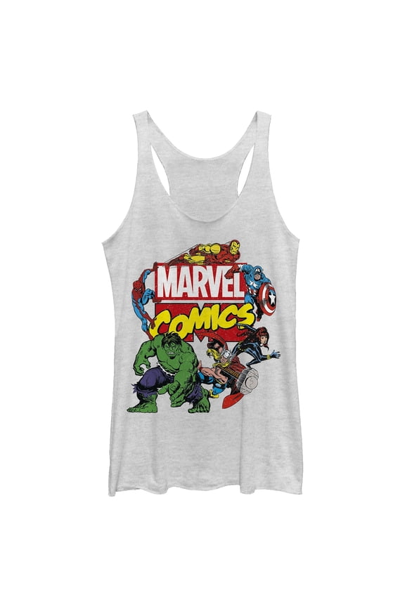 Women's Marvel Comics  Racerback Tank Top White Heather X Large