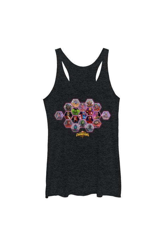 Women's Marvel Contest of Champions Honeycomb Racerback Tank Top Black Heather Medium