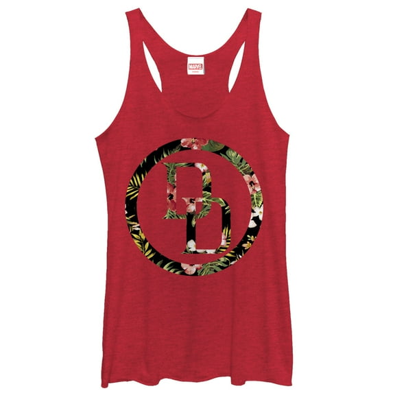 Women's Marvel Daredevil Floral Logo Racerback Tank Top Red Heather X Large