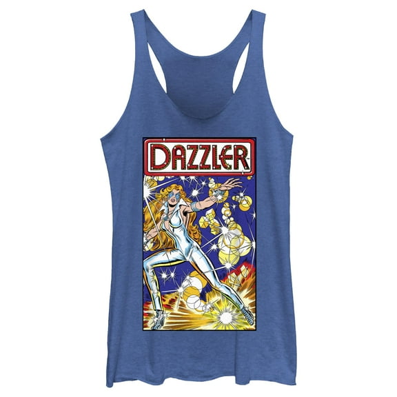 Women's Marvel Dazzler Light Beams Comic Book Cover Racerback Tank Top