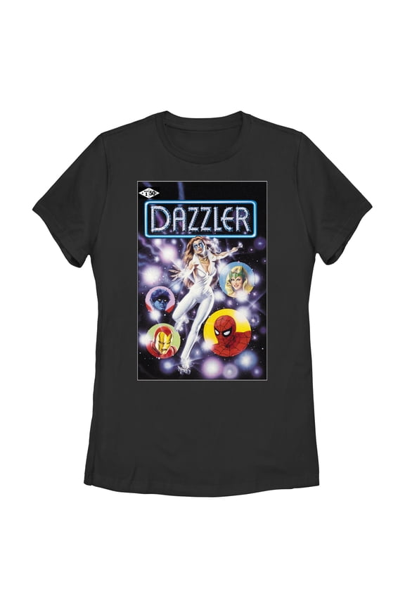 Women's Marvel Dazzler Superhero Friends Comic Book Cover Graphic Crop T-Shirt
