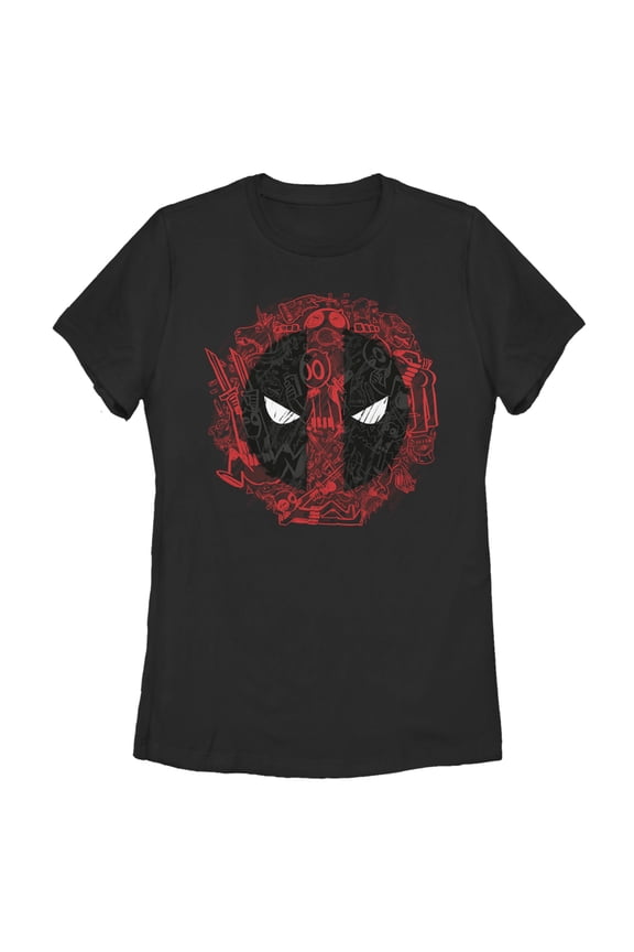 Women's Marvel Deadpool Cartoon Icon Logo  Graphic Tee Black Medium