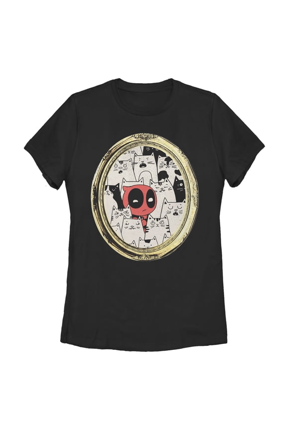 Women's Marvel Deadpool Cats Animated Frame Graphic T-Shirt