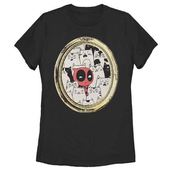 Women's Marvel Deadpool Cats Animated Frame Graphic T-Shirt
