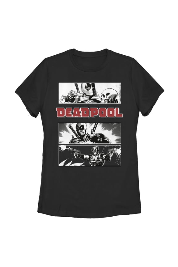 Women's Marvel Deadpool Comic Panels  Graphic T-Shirt