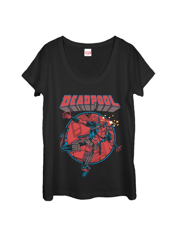 Women's Marvel Deadpool Concussion Scoop Neck Black Small