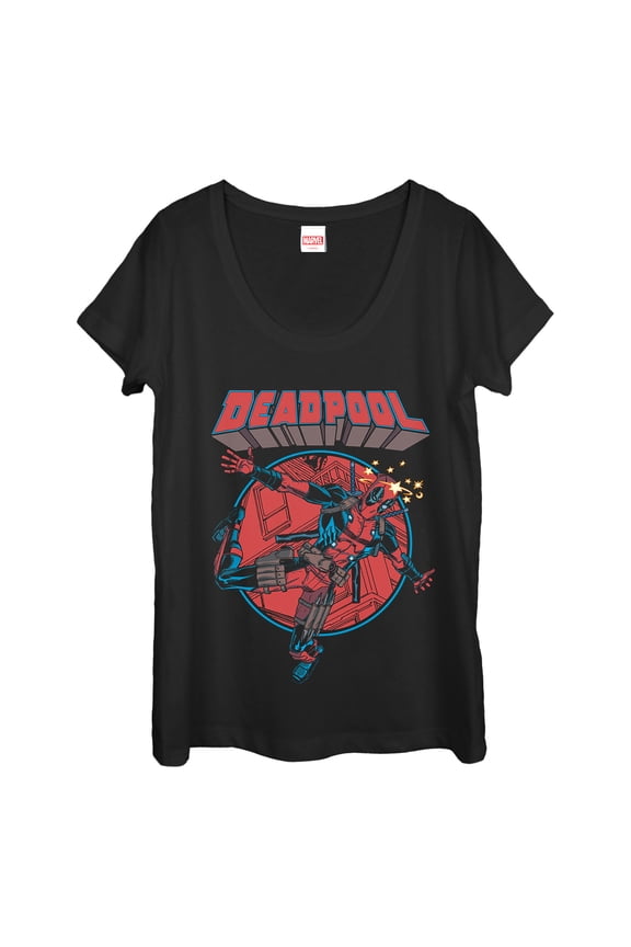 Women's Marvel Deadpool Concussion Scoop Neck Black Small