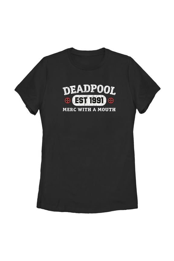Women's Marvel: Deadpool Distressed Merc With a Mouth  Graphic T-Shirt