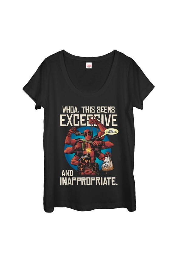 Women's Marvel Deadpool Excessive Behavior Scoop Neck Black Medium