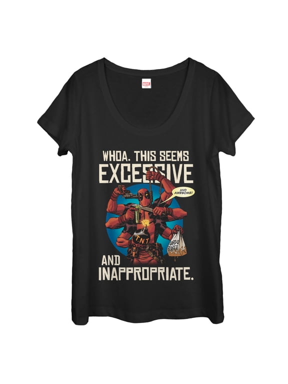 Women's Marvel Deadpool Excessive Behavior Scoop Neck Black X Large