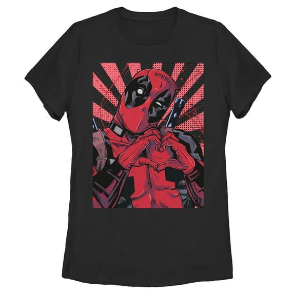 Women's Marvel Deadpool Heart You Graphic Tee Black Medium
