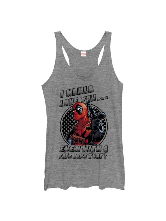 Women's Marvel Deadpool Love You With a Face Like That Racerback Tank Top Gray Heather X Large