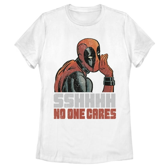 Women's Marvel Deadpool No One Cares Graphic Tee White 2X Large