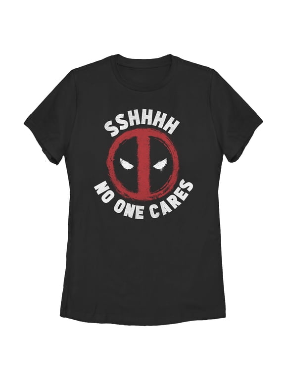 Women's Marvel: Deadpool Shh… No One Cares Logo Graphic T-Shirt