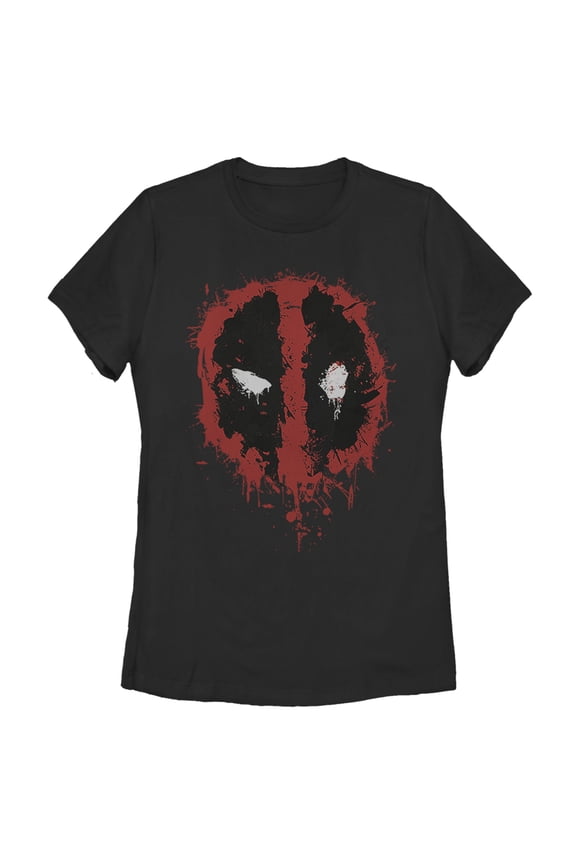 Women's Marvel Deadpool Splatter Icon  Graphic Tee Black Medium