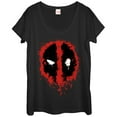 thumbnail image 1 of Women's Marvel Deadpool Splatter Icon  Scoop Neck Black Small, 1 of 3