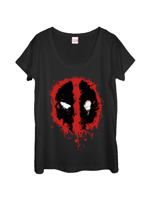 Women's Marvel Deadpool Splatter Icon Scoop Neck Black X Large
