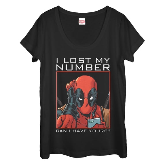 Women's Marvel Deadpool Wants Your Number Scoop Neck Black Large