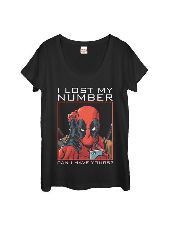 Women's Marvel Deadpool Wants Your Number Scoop Neck Black Medium