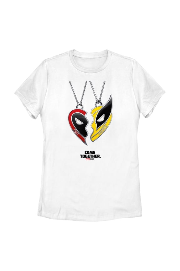 Women's Marvel: Deadpool & Wolverine Best Friends Necklace Poster Graphic Tee White 2X Large
