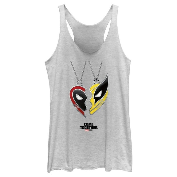 Women's Marvel: Deadpool & Wolverine Best Friends Necklace Poster Racerback Tank Top White Heather Small