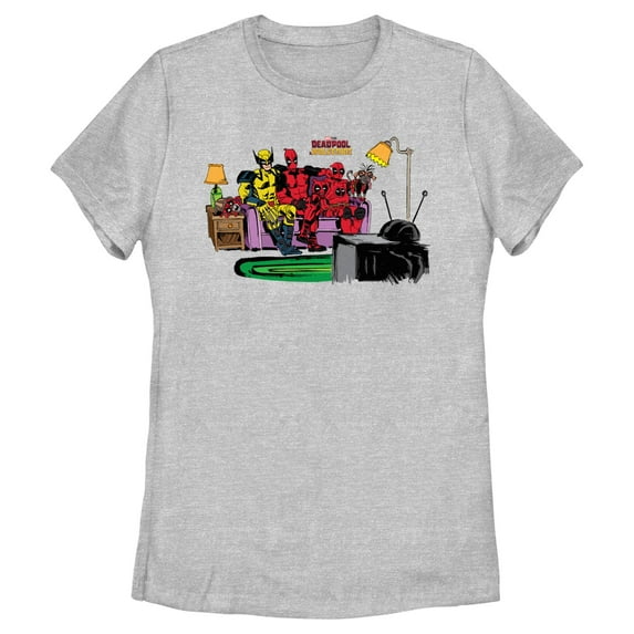 Women's Marvel: Deadpool & Wolverine Family Watching TV Graphic T-Shirt