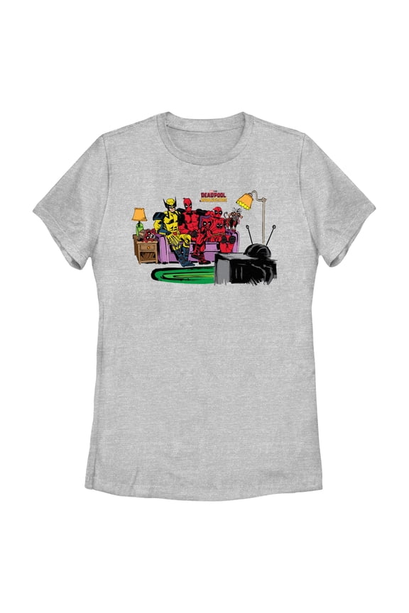Women's Marvel: Deadpool & Wolverine Family Watching TV Graphic T-Shirt