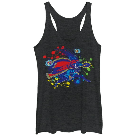 Women's Marvel Doctor Strange Planets Racerback Tank Top Black Heather Medium