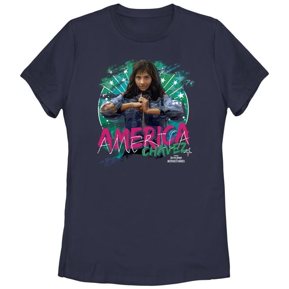 Women's Marvel Doctor Strange in the Multiverse of Madness America Chavez Graphic Tee Navy Blue Small