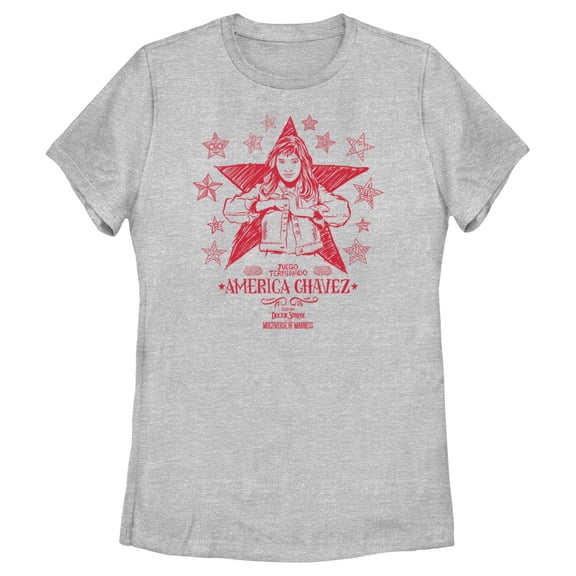 Women's Marvel Doctor Strange in the Multiverse of Madness America Sketch Graphic Tee Athletic Heather Medium