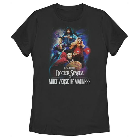 Women's Marvel Doctor Strange in the Multiverse of Madness Distressed Group Shot  Graphic Tee Black 2X Large