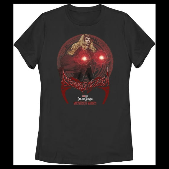 Women's Marvel Doctor Strange in the Multiverse of Madness Powerful Wanda Graphic Tee Black Medium