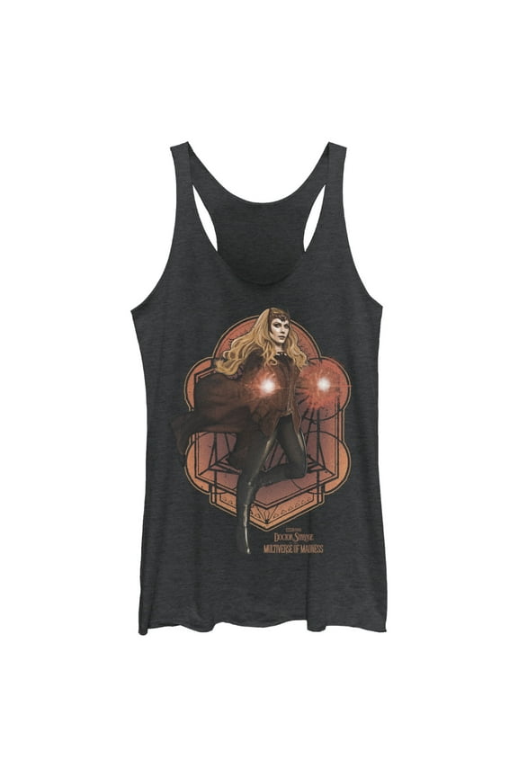 Women's Marvel Doctor Strange in the Multiverse of Madness Scarlet Witch Racerback Tank Top Black Heather Small