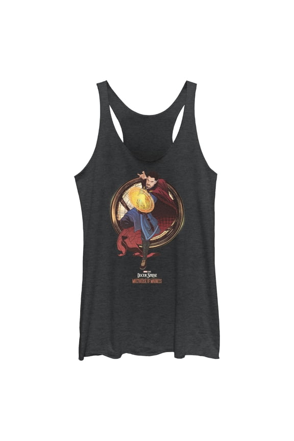 Women's Marvel Doctor Strange in the Multiverse of Madness Solo Strange Racerback Tank Top Black Heather Large