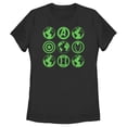 thumbnail image 1 of Women's Marvel Earth Day Heroes Icons Graphic Tee Black Medium, 1 of 4