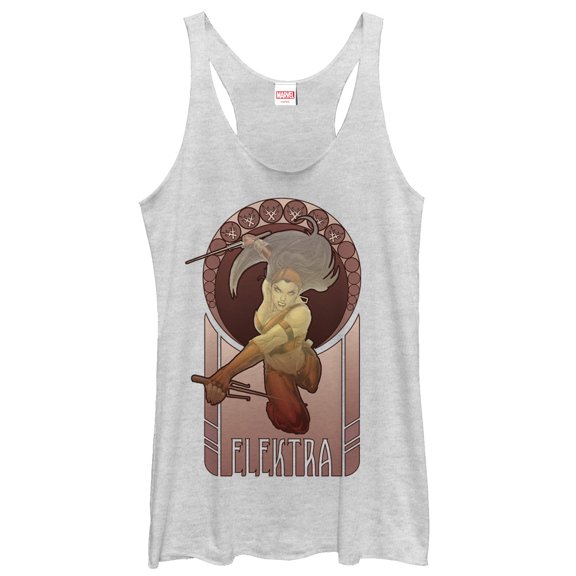 Women's Marvel Elektra Sai Blades  Racerback Tank Top White Heather Large