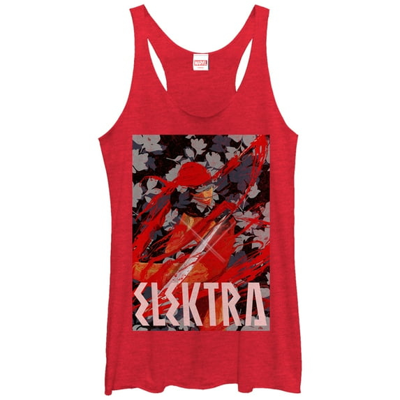 Women's Marvel Elektra Sword Swipe Racerback Tank Top Red Heather Small