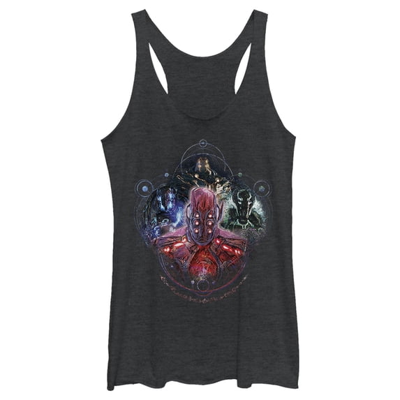 Women's Marvel Eternals Celestials Four Racerback Tank Top Black Heather 2X Large