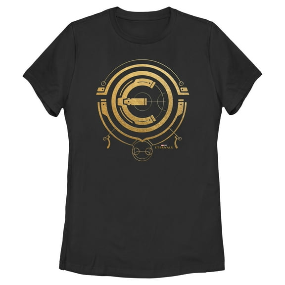 Women's Marvel Eternals Golden Logo  Graphic Tee Black Medium