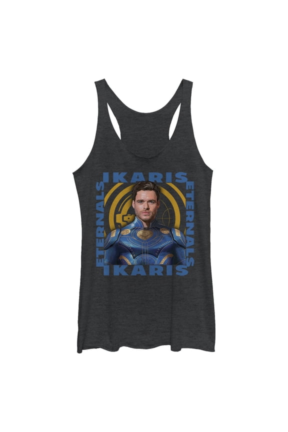 Women's Marvel Eternals Ikaris Hero Box  Racerback Tank Top Black Heather 2X Large