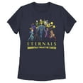 thumbnail image 1 of Women's Marvel Eternals Immortals Walk the Earth  Graphic Tee Navy Blue Medium, 1 of 4