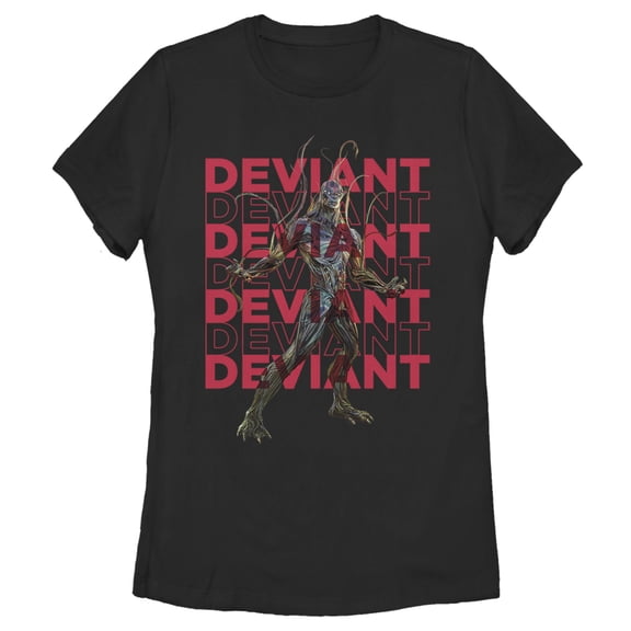 Women's Marvel Eternals Kro Deviant Repeating  Graphic Tee Black Large