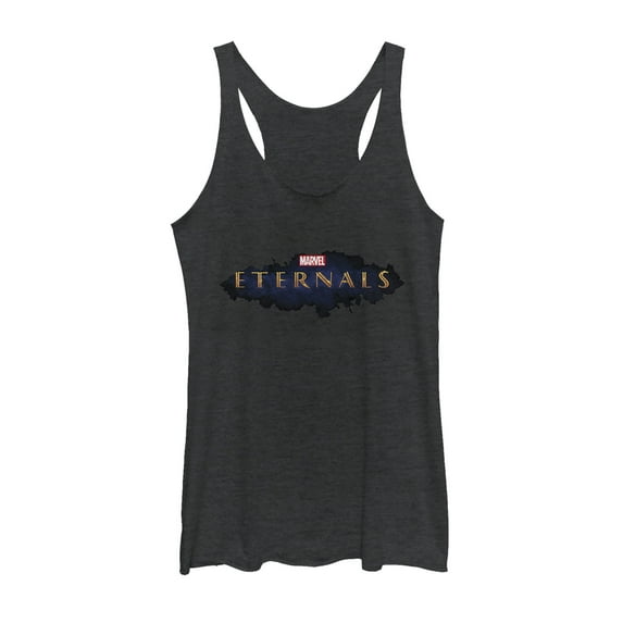 Women's Marvel Eternals Movie Logo Racerback Tank Top Black Heather X Large