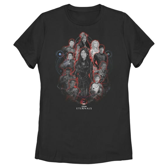 Women's Marvel Eternals Red Glow Portraits  Graphic Tee Black Medium