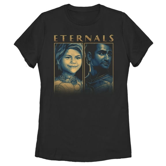 Women's Marvel Eternals Sprite and Kingo  Graphic Tee Black Large